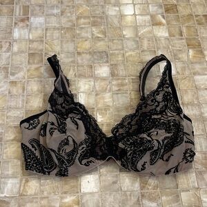 Andres Sarda Black Velvet and Lace-Trim Underwire Bra - Women Intimates